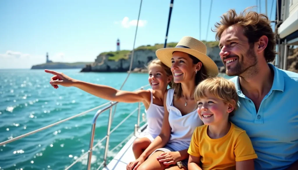 Famille en Bretagne sur un bateau